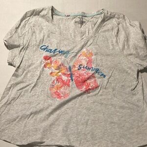 Chasing Summer Kids Butterfly Tee - Gray and Pink